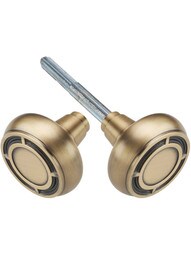 Pair of Mission Door Knobs in Solid Brass in Antique Brass.